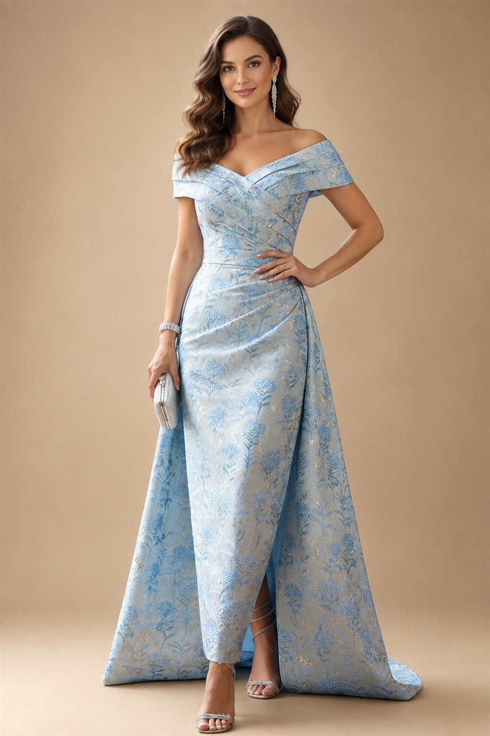 Satin Scoop Neck Mother of the Bride & Groom Dresses with 3D Flower (SHI22500338)