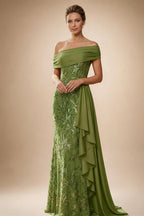 A-Line Satin V-Neck 3/4 Sleeve Mother of the Bride Dresses Floor-Length Ball Gown with Applique (SHI22500294)