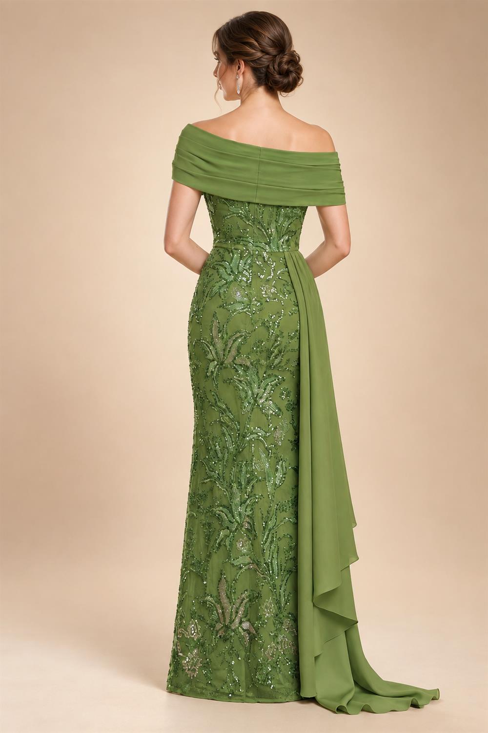 2-Piece A-Line Chiffon 3/4 Sleeves Mother of the Bride & Groom Dresses with Scalloped V-Neck Lace Bodice (SHI22500637)