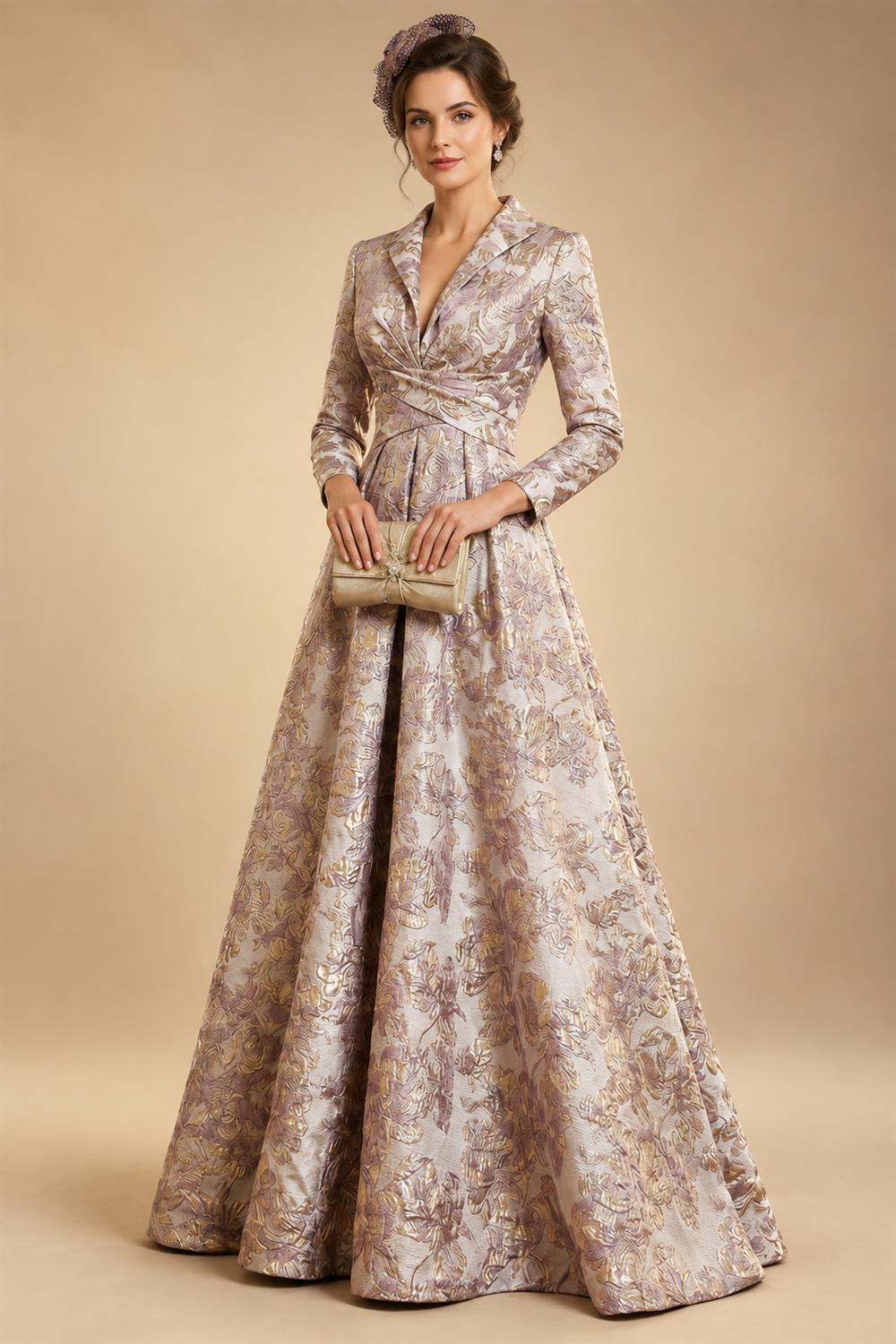 A-Line/Princess Pleated Two-Piece Tea-Length Mother of the Bride Dresses with Cascading Ruffles (SHI22500054)