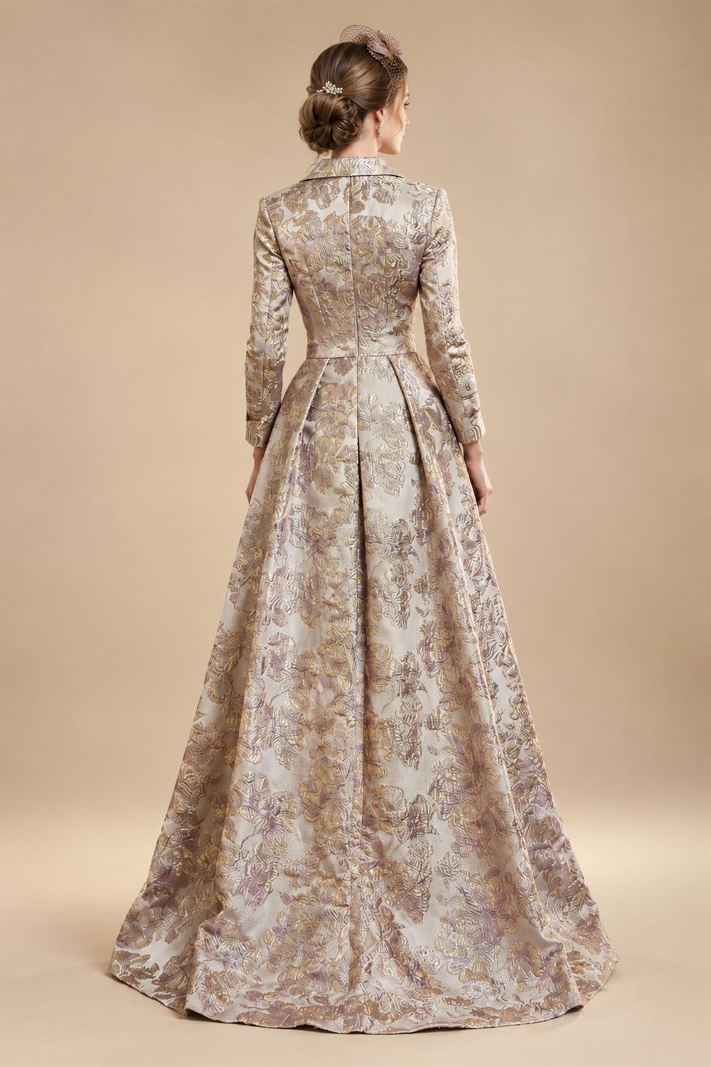 A-Line/Princess Pleated Two-Piece Tea-Length Mother of the Bride Dresses with Cascading Ruffles (SHI22500054)