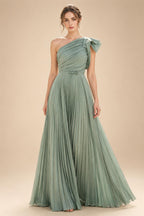 A-Line Pleated Chiffon One Shoulder Floor-Length Mother of the Bride & Groom Dresses (SHI22500625)