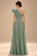A-Line Pleated Chiffon One Shoulder Floor-Length Mother of the Bride & Groom Dresses (SHI22500625)