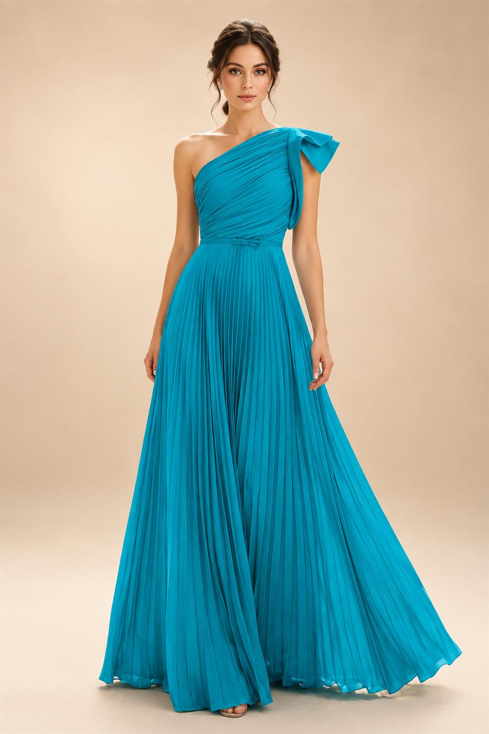 A-Line Pleated Chiffon One Shoulder Floor-Length Mother of the Bride & Groom Dresses (SHI22500625)