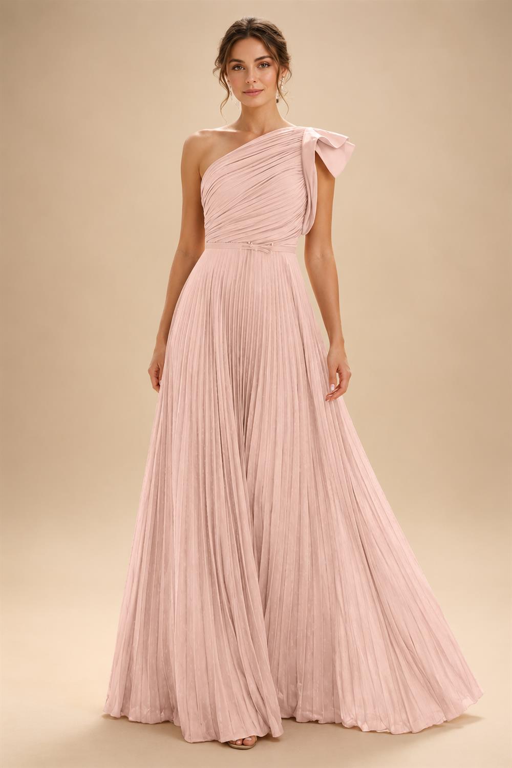 A-Line Pleated Chiffon One Shoulder Floor-Length Mother of the Bride & Groom Dresses (SHI22500625)