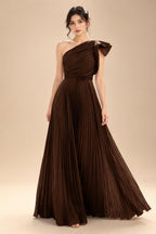 A-Line Pleated Chiffon One Shoulder Floor-Length Mother of the Bride & Groom Dresses (SHI22500625)