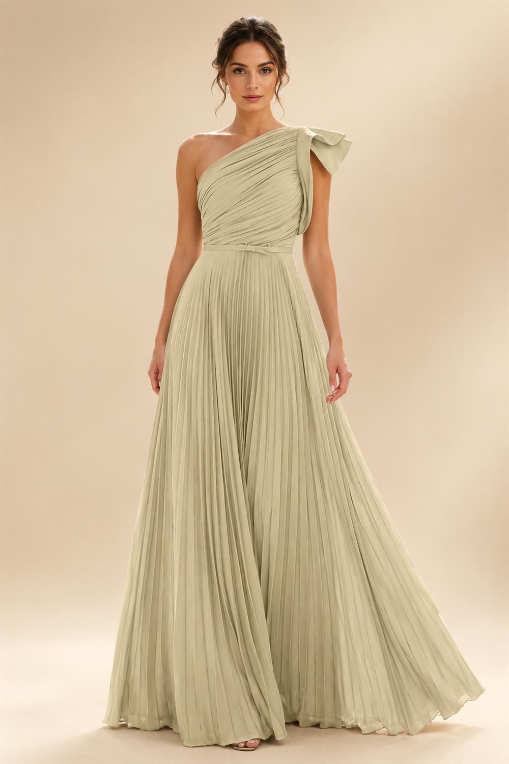 A-Line Pleated Chiffon One Shoulder Floor-Length Mother of the Bride & Groom Dresses (SHI22500625)