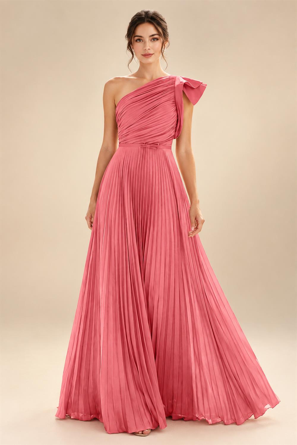 A-Line Pleated Chiffon One Shoulder Floor-Length Mother of the Bride & Groom Dresses (SHI22500625)