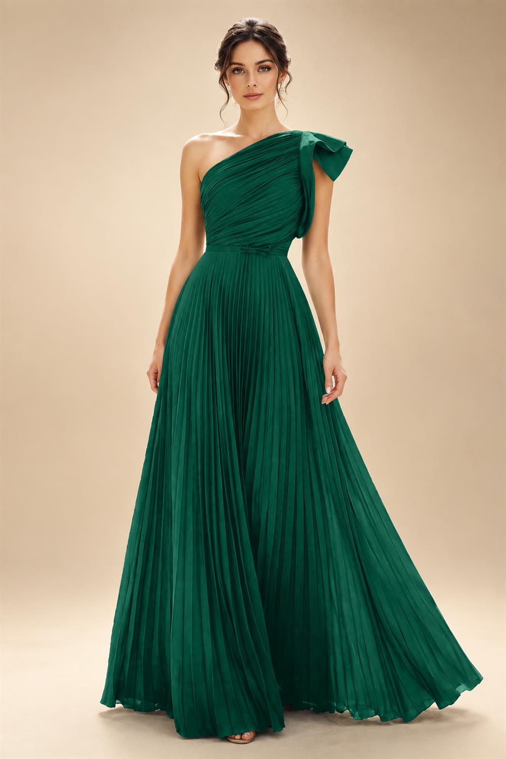 A-Line Pleated Chiffon One Shoulder Floor-Length Mother of the Bride & Groom Dresses (SHI22500625)