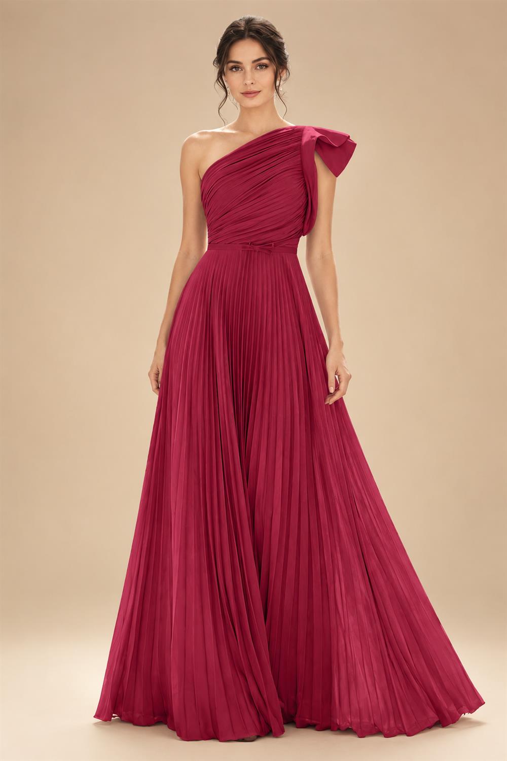 A-Line Pleated Chiffon One Shoulder Floor-Length Mother of the Bride & Groom Dresses (SHI22500625)