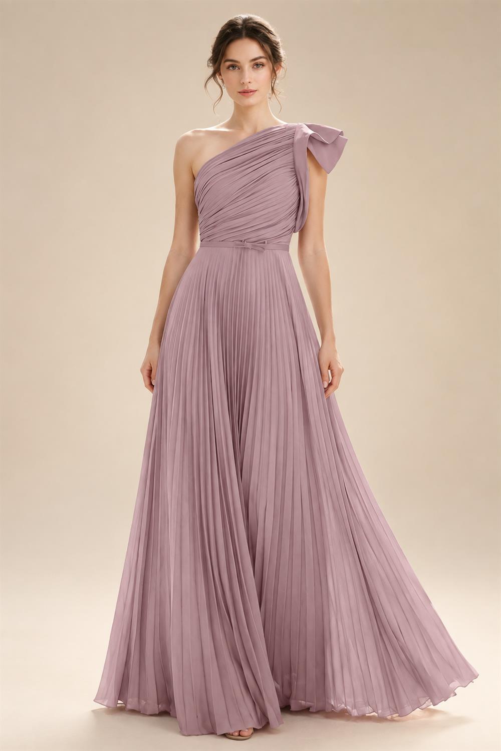 A-Line Pleated Chiffon One Shoulder Floor-Length Mother of the Bride & Groom Dresses (SHI22500625)