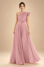 A-Line Pleated Chiffon One Shoulder Floor-Length Mother of the Bride & Groom Dresses (SHI22500625)