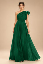 A-Line Pleated Chiffon One Shoulder Floor-Length Mother of the Bride & Groom Dresses (SHI22500625)