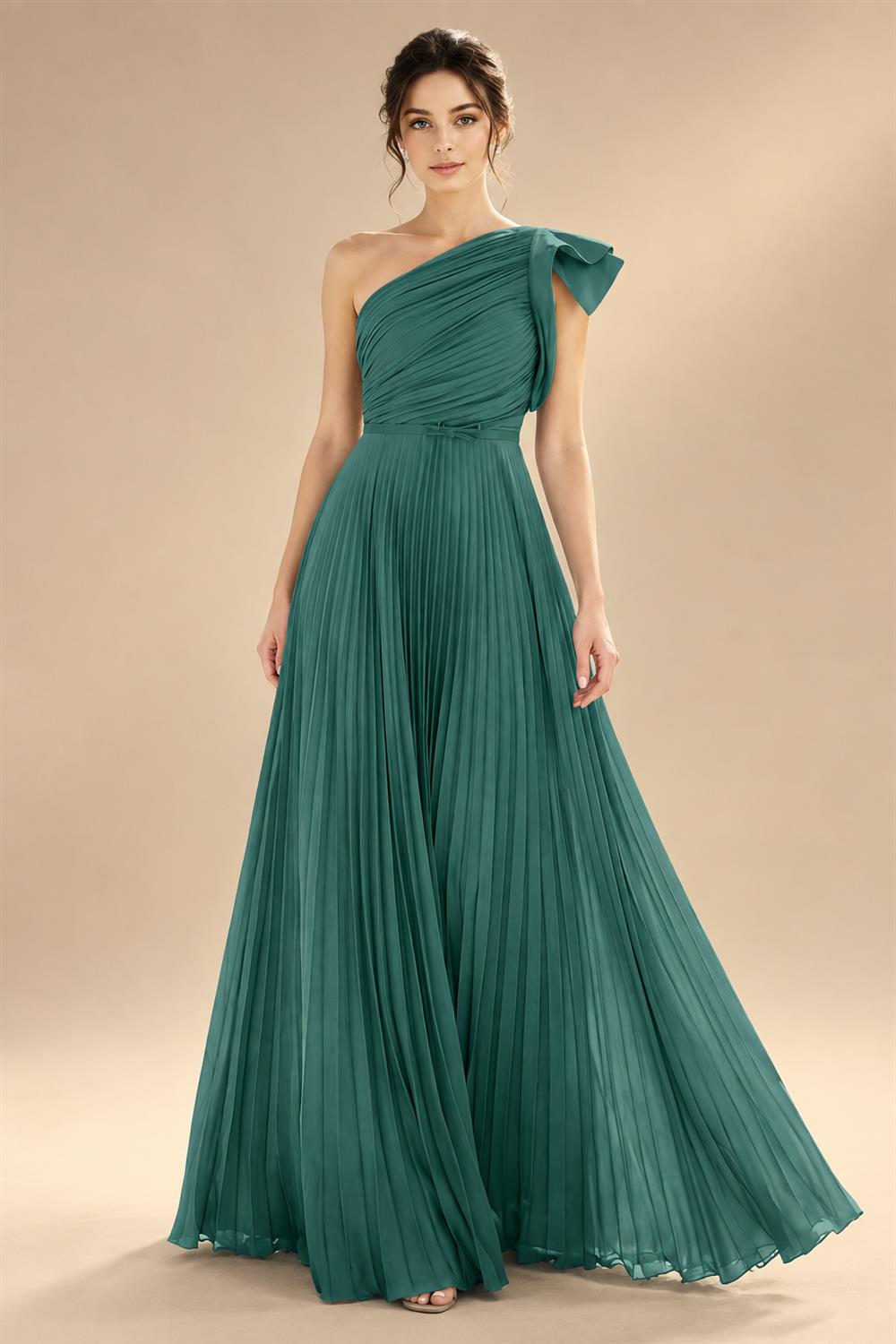 A-Line Pleated Chiffon One Shoulder Floor-Length Mother of the Bride & Groom Dresses (SHI22500625)
