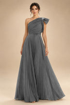 A-Line Pleated Chiffon One Shoulder Floor-Length Mother of the Bride & Groom Dresses (SHI22500625)