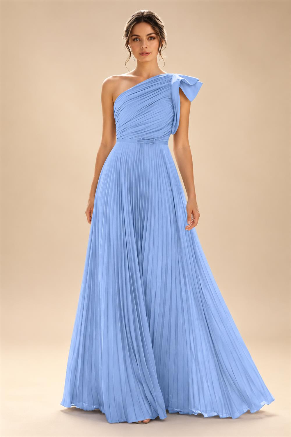 A-Line Pleated Chiffon One Shoulder Floor-Length Mother of the Bride & Groom Dresses (SHI22500625)