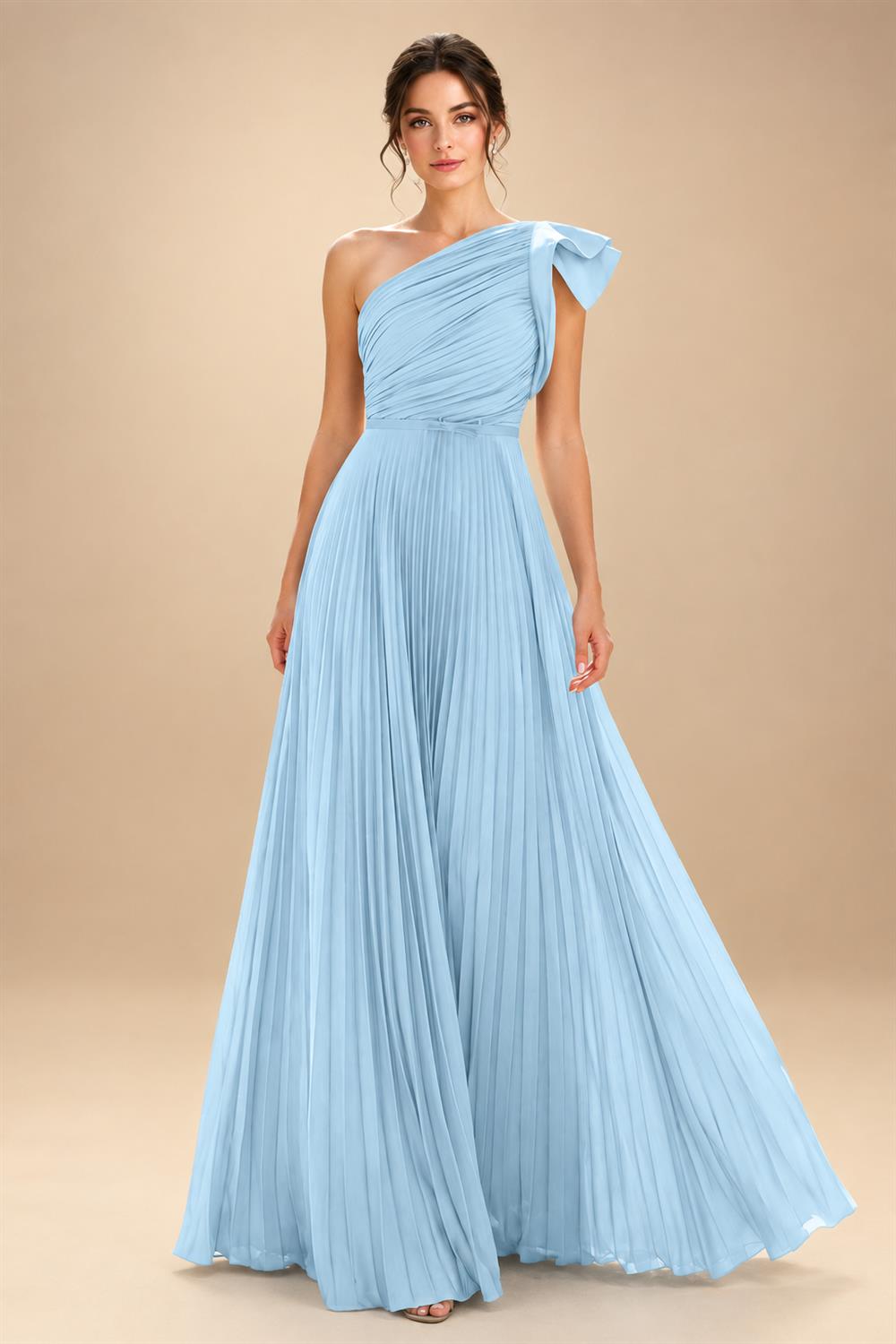 A-Line Pleated Chiffon One Shoulder Floor-Length Mother of the Bride & Groom Dresses (SHI22500625)