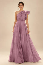A-Line Pleated Chiffon One Shoulder Floor-Length Mother of the Bride & Groom Dresses (SHI22500625)