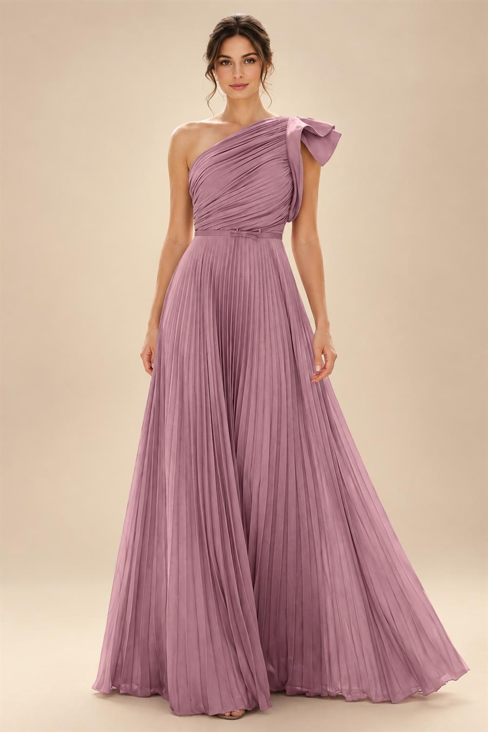 A-Line Pleated Chiffon One Shoulder Floor-Length Mother of the Bride & Groom Dresses (SHI22500625)