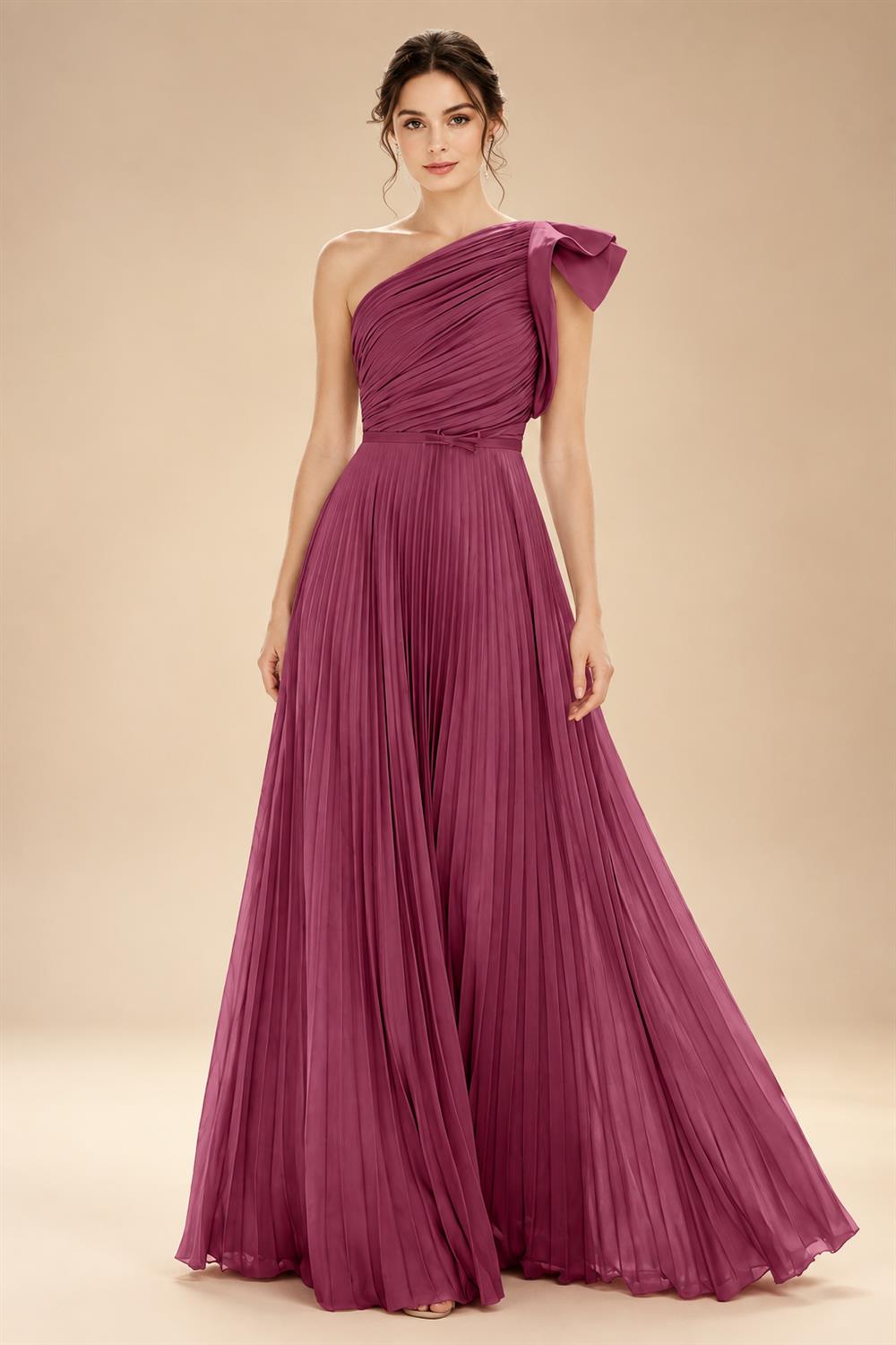 A-Line Pleated Chiffon One Shoulder Floor-Length Mother of the Bride & Groom Dresses (SHI22500625)