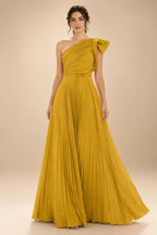 A-Line Pleated Chiffon One Shoulder Floor-Length Mother of the Bride & Groom Dresses (SHI22500625)