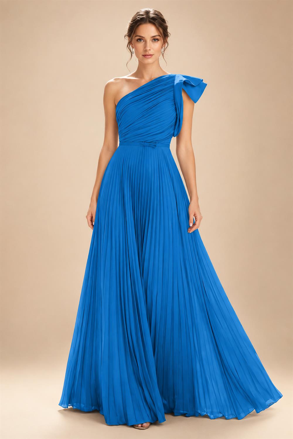 A-Line Pleated Chiffon One Shoulder Floor-Length Mother of the Bride & Groom Dresses (SHI22500625)