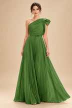 A-Line Pleated Chiffon One Shoulder Floor-Length Mother of the Bride & Groom Dresses (SHI22500625)