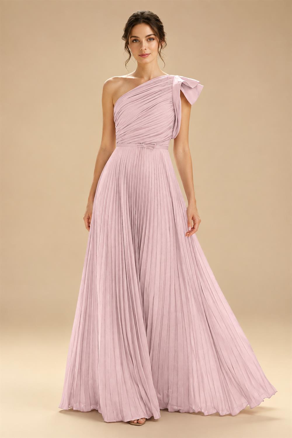 A-Line Pleated Chiffon One Shoulder Floor-Length Mother of the Bride & Groom Dresses (SHI22500625)