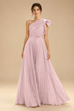 A-Line Pleated Chiffon One Shoulder Floor-Length Mother of the Bride & Groom Dresses (SHI22500625)