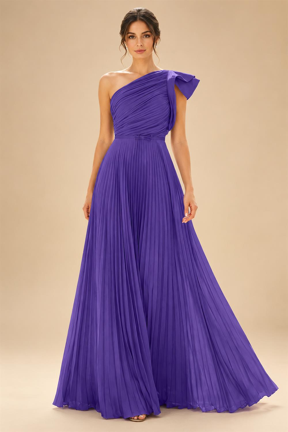 A-Line Pleated Chiffon One Shoulder Floor-Length Mother of the Bride & Groom Dresses (SHI22500625)
