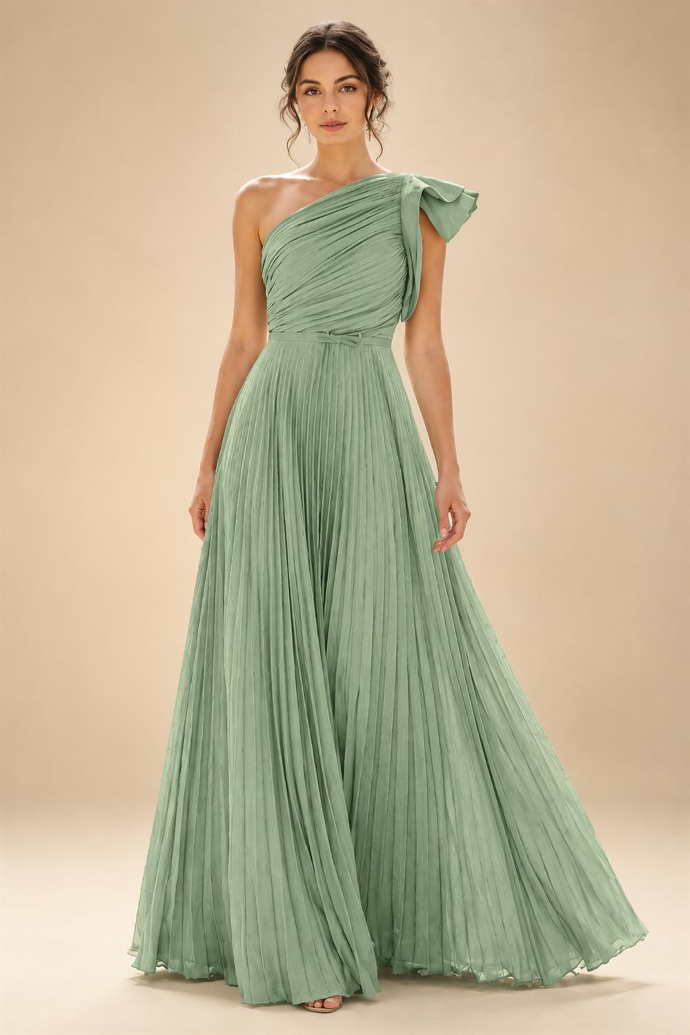 A-Line Pleated Chiffon One Shoulder Floor-Length Mother of the Bride & Groom Dresses (SHI22500625)
