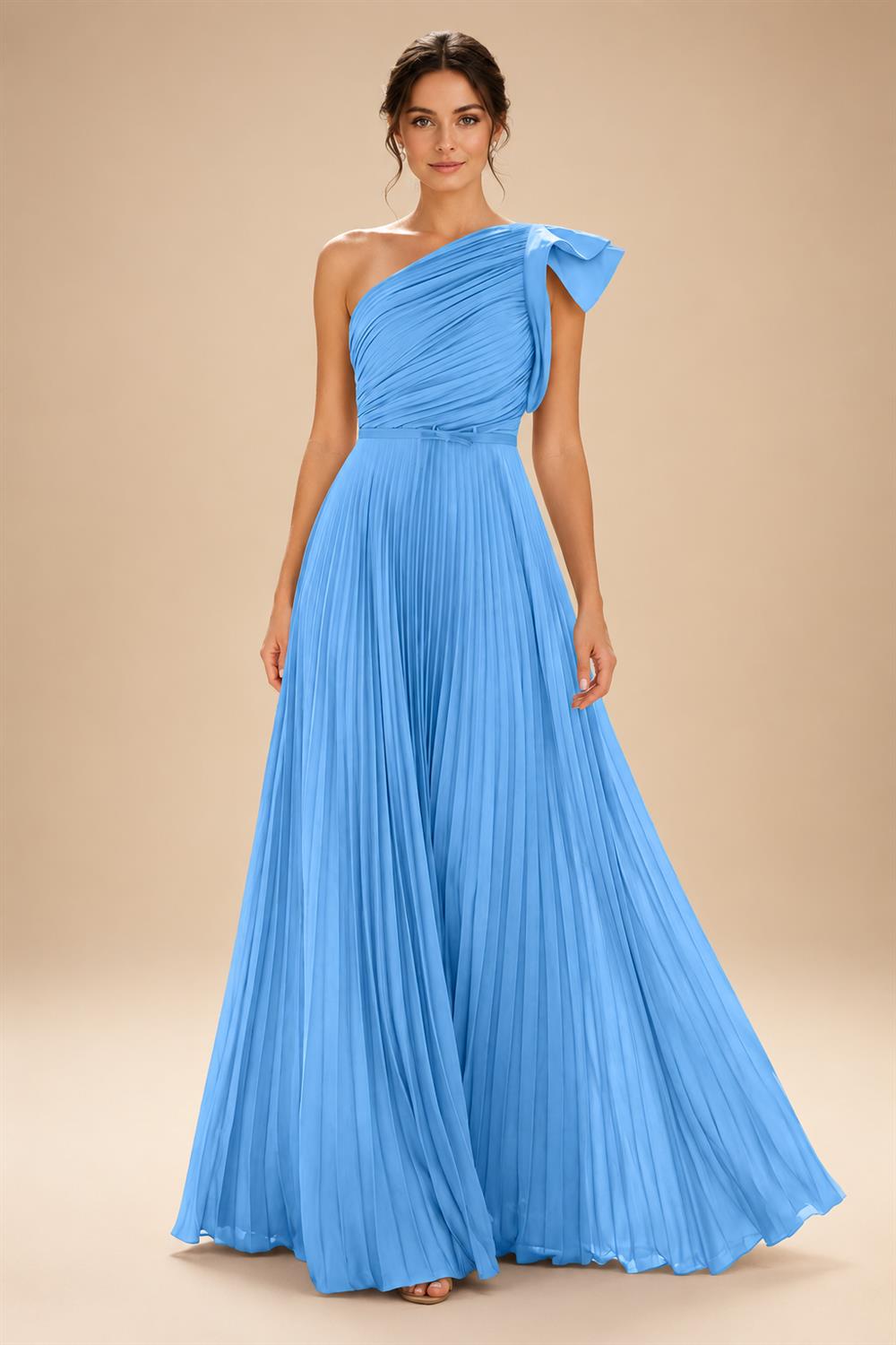 A-Line Pleated Chiffon One Shoulder Floor-Length Mother of the Bride & Groom Dresses (SHI22500625)