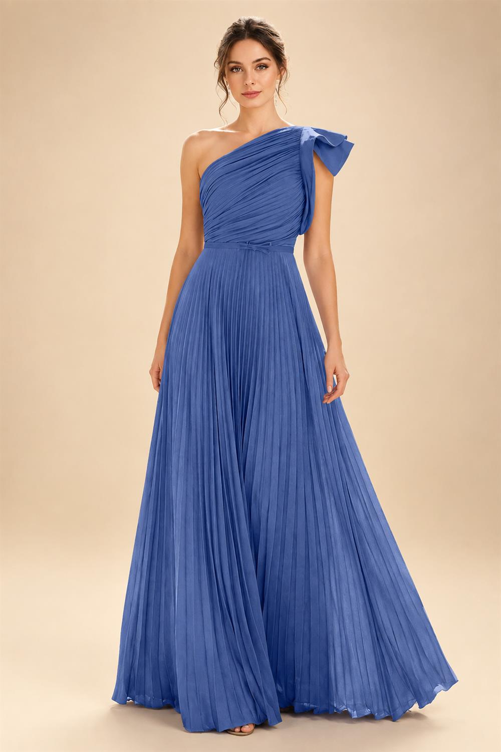 A-Line Pleated Chiffon One Shoulder Floor-Length Mother of the Bride & Groom Dresses (SHI22500625)