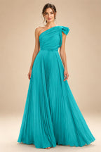 A-Line Pleated Chiffon One Shoulder Floor-Length Mother of the Bride & Groom Dresses (SHI22500625)