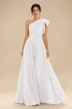A-Line Pleated Chiffon One Shoulder Floor-Length Mother of the Bride & Groom Dresses (SHI22500625)