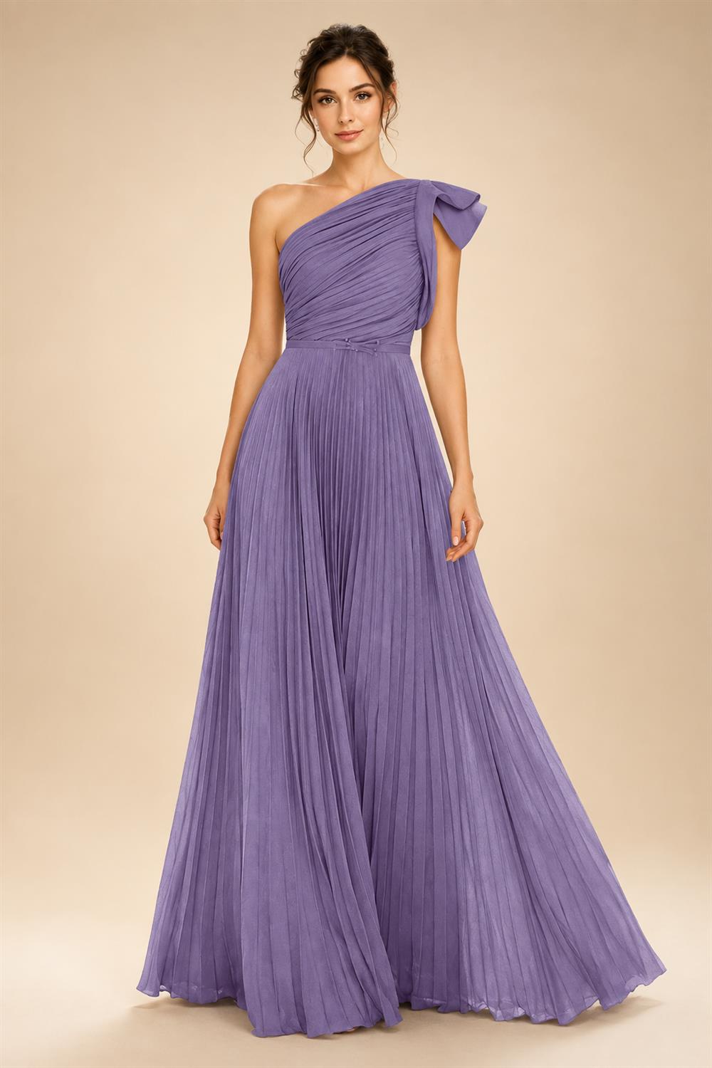 A-Line Pleated Chiffon One Shoulder Floor-Length Mother of the Bride & Groom Dresses (SHI22500625)