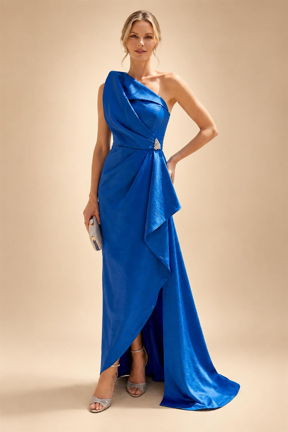 Satin V Neck Floral Print A Line Mother of the Bride Dresses (SHIR1110445)