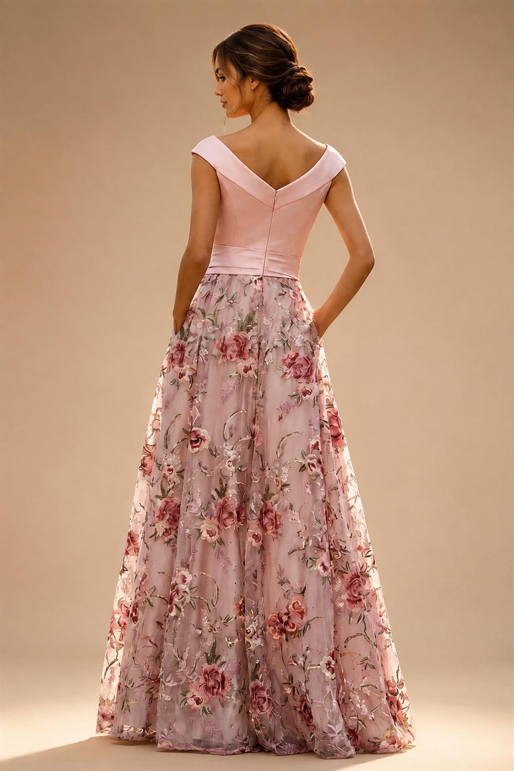 A-Line Floor-Length Chiffon Cape Sleeves Mother of the Bride & Groom Dresses with Tiered Ruffles (SHI22500723)