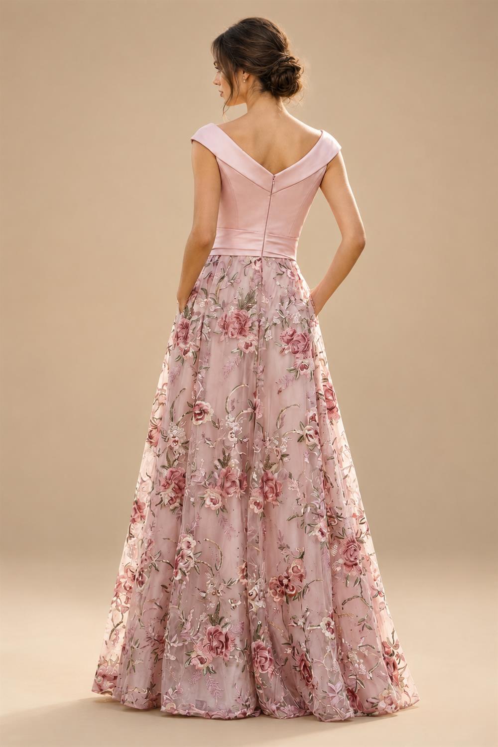 A-Line Floral Sequin Lace Floor-Length Mother of the Bride & Groom Dresses with Ruched Satin Bodice (SHI22500639)