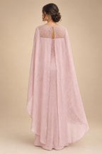 A-Line Chiffon Pleated Long Mother of the Bride & Groom Dresses with 3/4 Flutter Sleeves & Sequin Waist (SHI22500702)