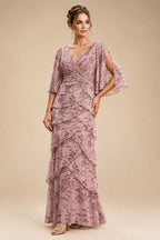 Sheath/Column Scoop Neck Chiffon Floor-Length Mother of the Bride & Groom Dresses with Lace Appliques (SHI22501639)