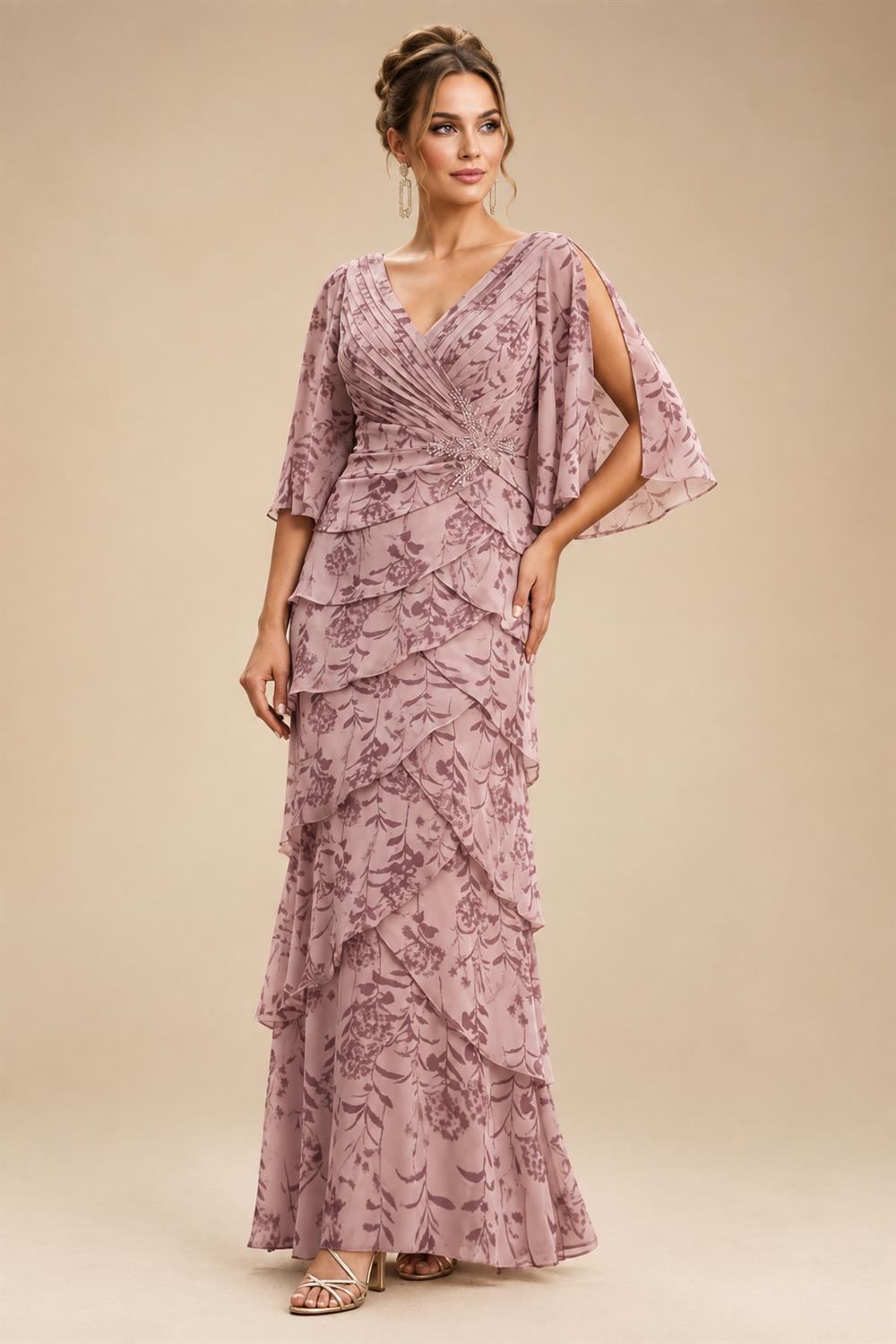 Sheath/Column Scoop Neck Chiffon Floor-Length Mother of the Bride & Groom Dresses with Lace Appliques (SHI22501639)