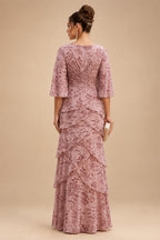 Sheath/Column Scoop Neck Chiffon Floor-Length Mother of the Bride & Groom Dresses with Lace Appliques (SHI22501639)