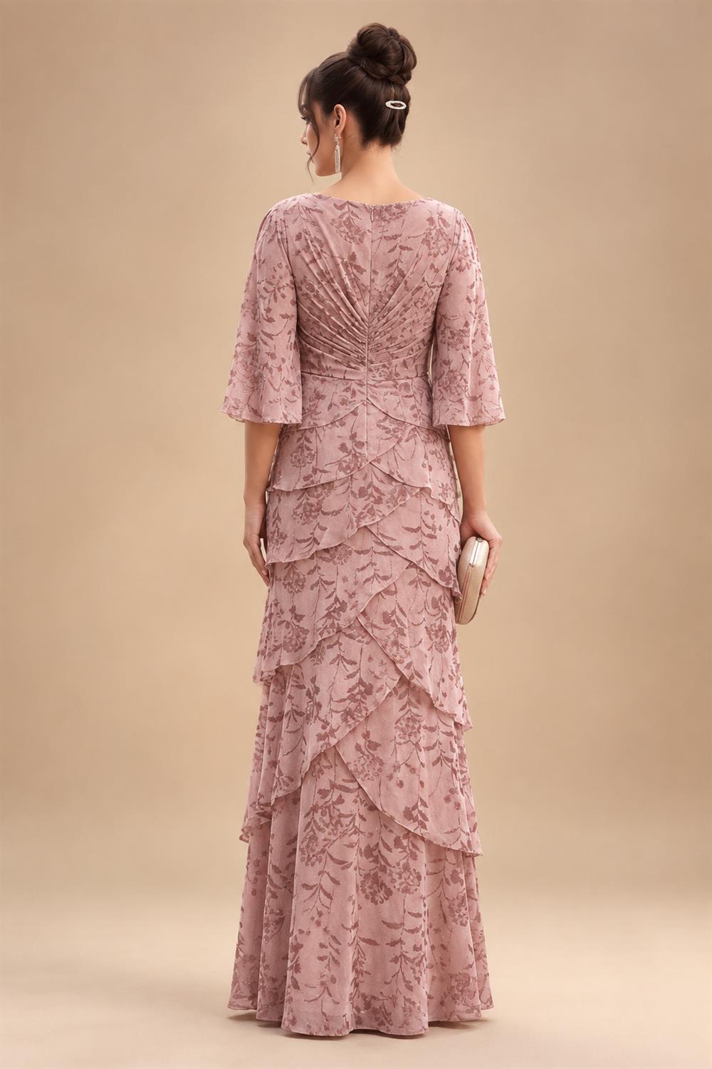 Sheath/Column Lace Appliques Maxi Mother of the Bride & Groom Dresses with Ruched Waist & Satin Bodice (SHI22501596)