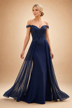 A-Line Floor Length One Shoulder Long Mother of the Bride Dresses with Lace (SHI22500179)