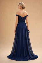 A-Line Floor Length One Shoulder Long Mother of the Bride Dresses with Lace (SHI22500179)