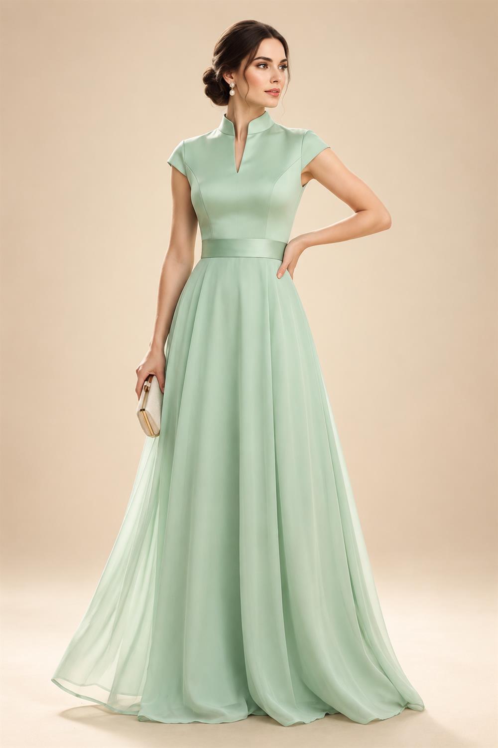 Sheath/Column Scoop Neck Satin Tea-Length Mother of the Bride & Groom Dresses with Ruched Waist (SHI22501621)
