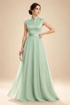 Sheath/Column Scoop Neck Satin Tea-Length Mother of the Bride & Groom Dresses with Ruched Waist (SHI22501621)