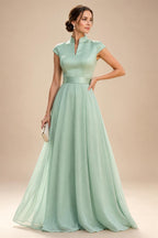 A-Line/Princess V-Neck Floral Print High-Low Mother of the Bride & Groom Dresses with Ruched Bodice (SHI22501569)