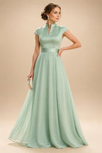 Elegant A-Line Chiffon Floor-Length Mother of the Bride & Groom Dresses with Satin Corset Bodice (SHI22500678)